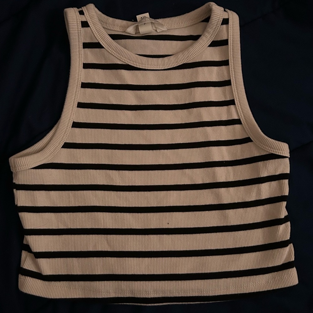 Cream colored Crop Top with Black stripes by H&M